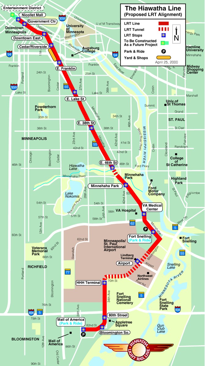 Map of Hiawatha LRT Project Corridor