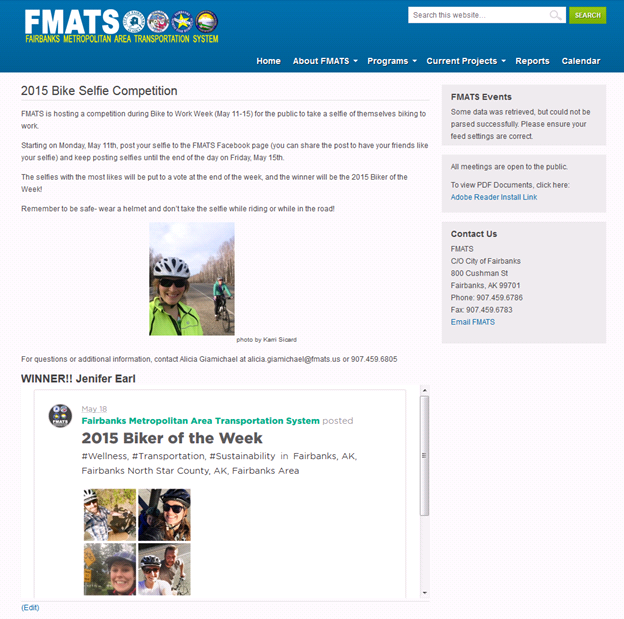 screenshot of FMATS SundaySelfie