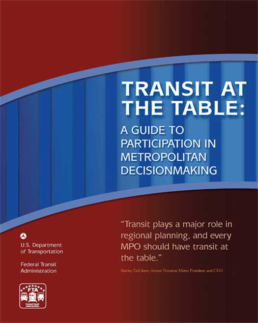 Front cover: Transit at the Table: A Guide to Participation in Metropolitan Decisionmaking